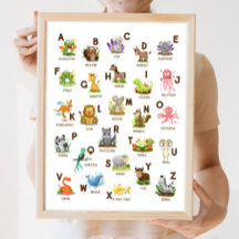 Animal Alphabet ABC Klassenzimmer Lehrplakat