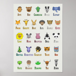 Animal Alphabet (deutsch) Poster