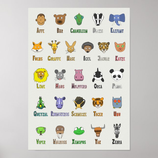 Animal Alphabet (deutsch) Poster (Vorne)