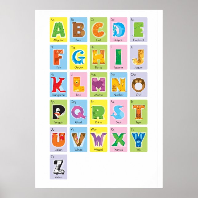Animal Alphabet - Flash Card Style Poster (Vorne)