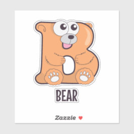 Animal Alphabet Letter - B (Bär) Aufkleber