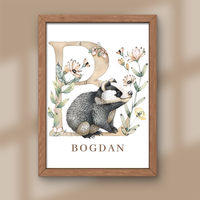 Animal Alphabet Letter B Kids Name Nursery Poster (Von Creator hochgeladen)