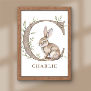 Animal Alphabet Letter C Kinder Name Bunny Poster