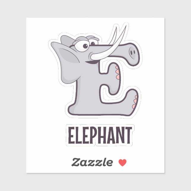 Animal Alphabet Letter - E (Elefant) Aufkleber (Blatt)
