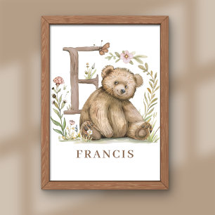 Animal Alphabet Letter F Kids Name Bärenposter Fotodruck