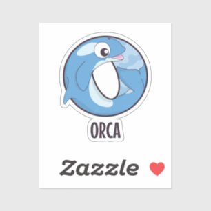 Animal Alphabet Letter - O (Orca) Aufkleber