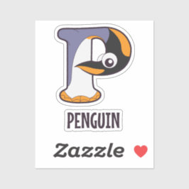 Animal Alphabet Letter - P (Pinguin) Aufkleber