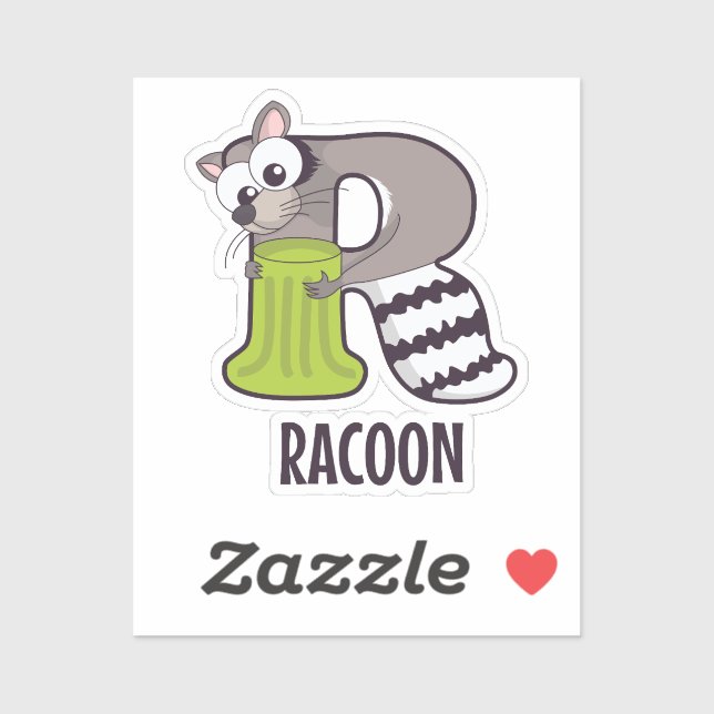 Animal Alphabet Letter - R (Racoon) Aufkleber (Blatt)