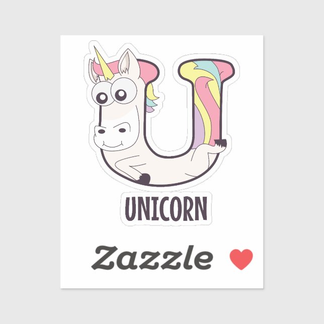 Animal Alphabet Letter - U (Unicorn) Aufkleber (Blatt)