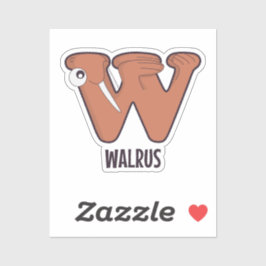 Animal Alphabet Letter - W (Walrus) Aufkleber