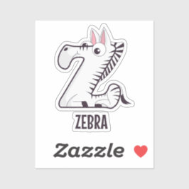Animal Alphabet Letter - Z (Zebra) Aufkleber
