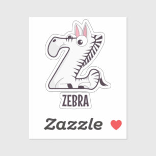 Animal Alphabet Letter - Z (Zebra) Aufkleber