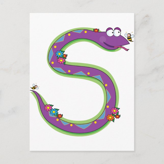Animal Alphabet Snake Postkarte (Vorderseite)