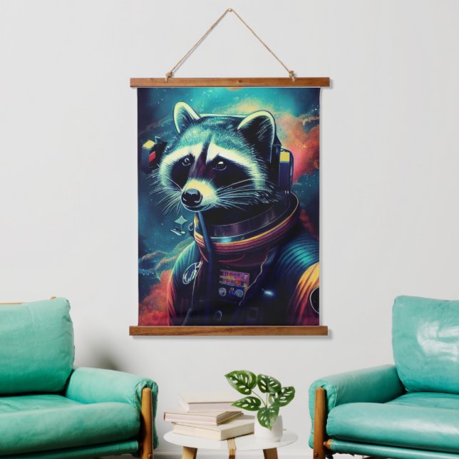 Animal Astronaut Space walk, Universe, Marathon Wandteppich Mit Holzrahmen (Wohnzimmer)