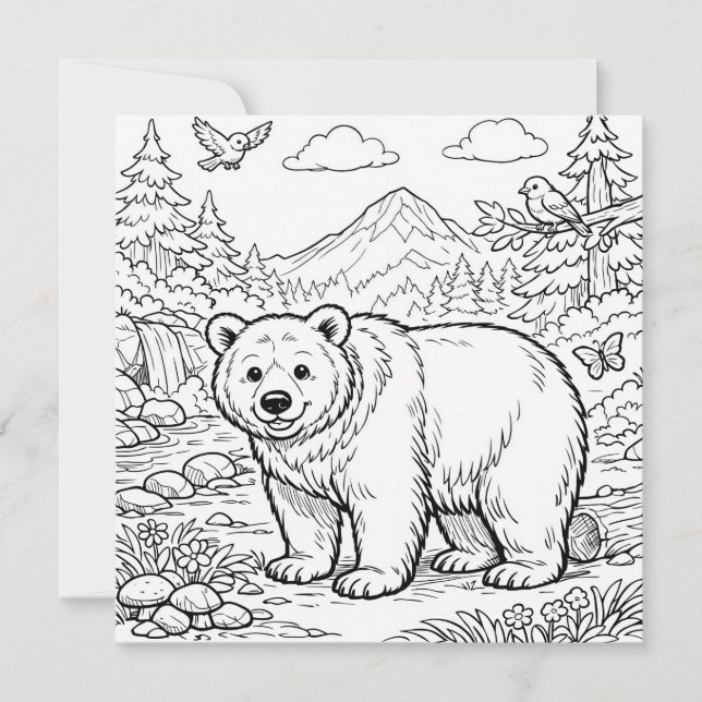 Animal Bear Black White Coloring Page (Vorderseite)