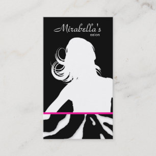 Animal Business Card Zebra Hair Salon Black Pink Visitenkarte