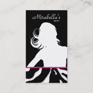 Animal Business Card Zebra Hair Salon Black Pink Visitenkarte