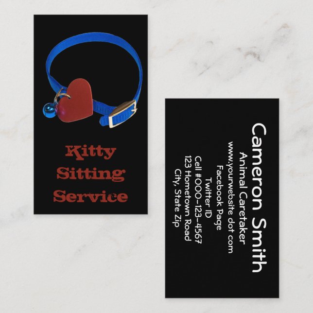 Animal Care Business Blue Collar Red Heart Visitenkarte (Vorne/Hinten)