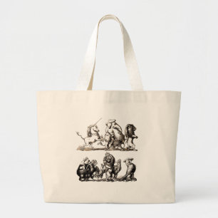 Animal Cartoon Unicorn Elephant Lion Zoo Jumbo Stoffbeutel