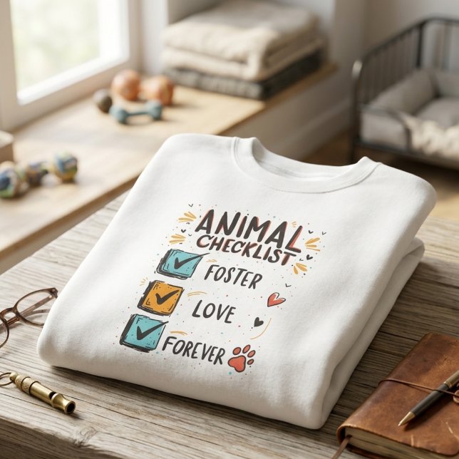Animal Checklist Foster Love Forever Rescue Gift Sweatshirt (Pet foster love sweatshirt)