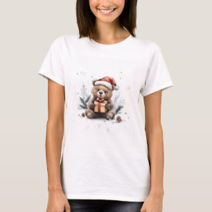 Animal Christmas Series Baby Bear Weihnachtsmannmü T-Shirt