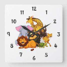 Animal Collection Wall Clock Quadratische Wanduhr