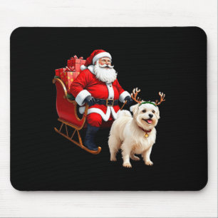 Animal Dog Lover Santa Sleigh Maltese Rentier Chr Mousepad