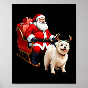 Animal Dog Lover Santa Sleigh Maltese Rentier Chr Poster