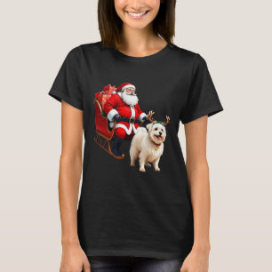 Animal Dog Lover Santa Sleigh Maltese Rentier Chr T-Shirt