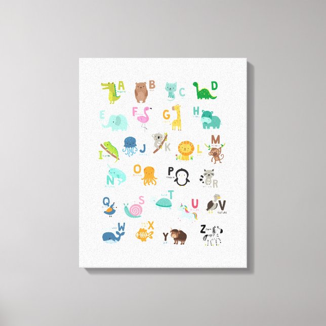 Animal Doodle Alphabet Leinwanddruck (Vorderseite)
