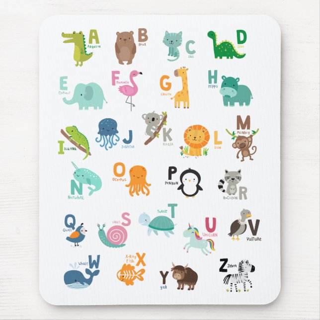 Animal Doodle Alphabet Mousepad (Vorne)