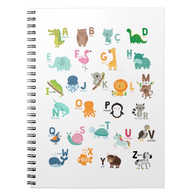Animal Doodle Alphabet Notizblock (Vorderseite)