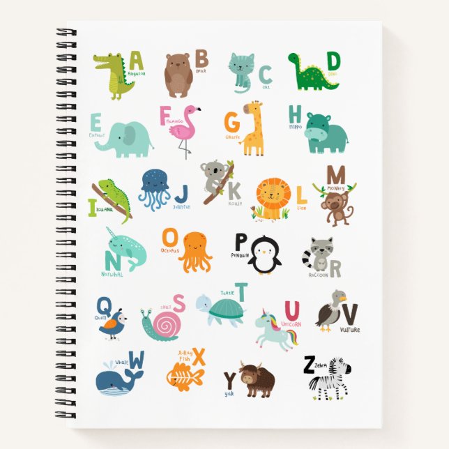 Animal Doodle Alphabet Notizbuch (Vorderseite)