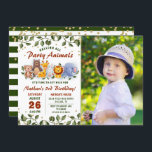 Animal Friends Zoo Party Grüne Geburtstagsgeschenk Einladung<br><div class="desc">Animal Friends Zoo Party Greenery Geburtstag Foto Einladung</div>