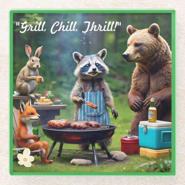 "Animal GRILLEN Squad" Glasuntersetzer (Vorderseite)