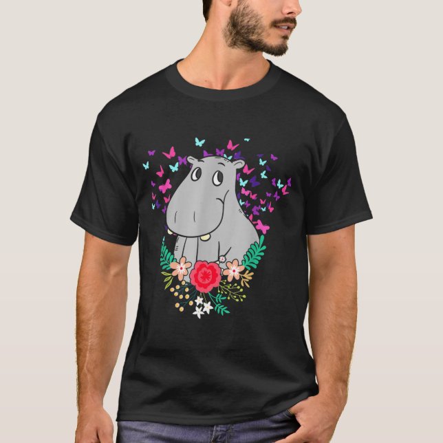 Animal Lover Butterfly Valentines Day Gift Flowers T-Shirt (Vorderseite)
