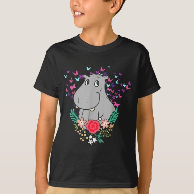 Animal Lover Butterfly Valentines Day Gift Flowers T-Shirt (Vorderseite)