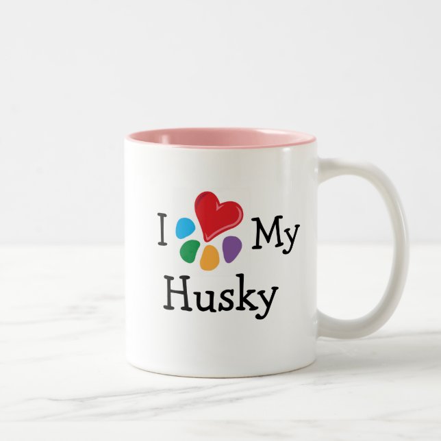 Animal Lover_I Herz mein Husky Zweifarbige Tasse (Rechts)