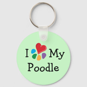 Animal Lover_I Herz mein Poodle Schlüsselanhänger