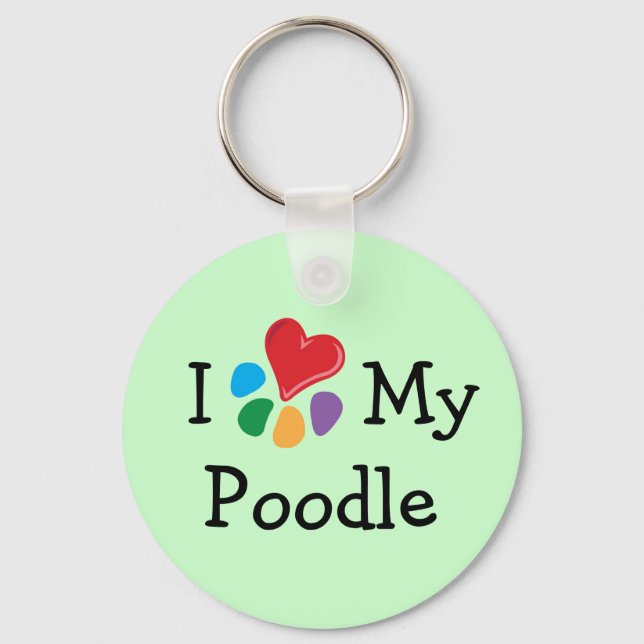 Animal Lover_I Herz mein Poodle Schlüsselanhänger (Vorderseite)