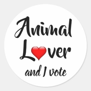 Animal Lover und ich stimmen ab Runder Aufkleber