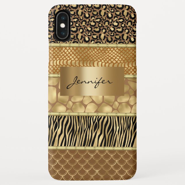 Animal Mixed Gold Zebra Giraffe Schlangenfelle Case-Mate iPhone Hülle (Rückseite)