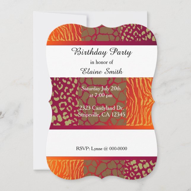 Animal Motif Jewel Tones Anniversaire Invitation (Devant)