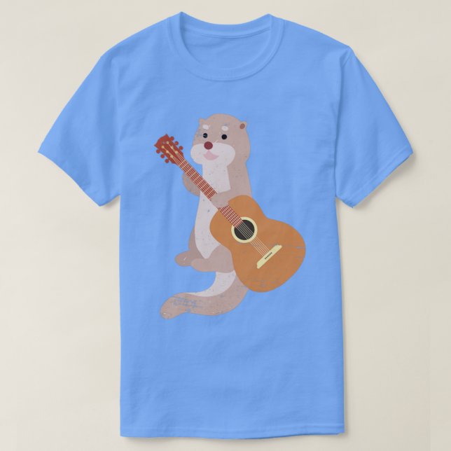 Animal Music Lover Gitarrist Otter T-Shirt (Design vorne)