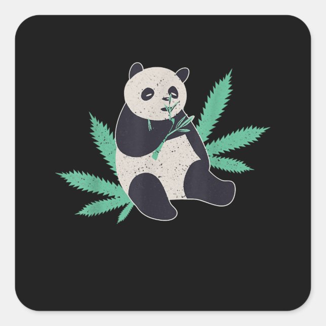Animal Panda Weed Stoner Geschenk Quadratischer Aufkleber (Vorderseite)