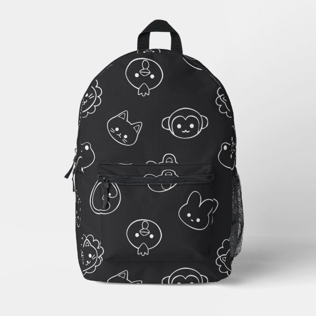 Animal Parade Black Backpack Bedruckter Rucksack (Vorderseite)