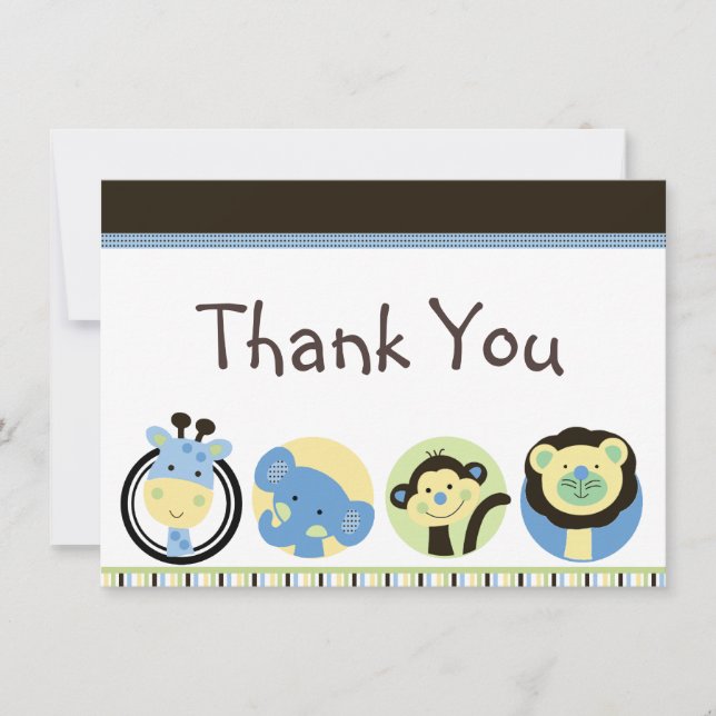 Animal Park Baby shower Merci Cartes (Devant)