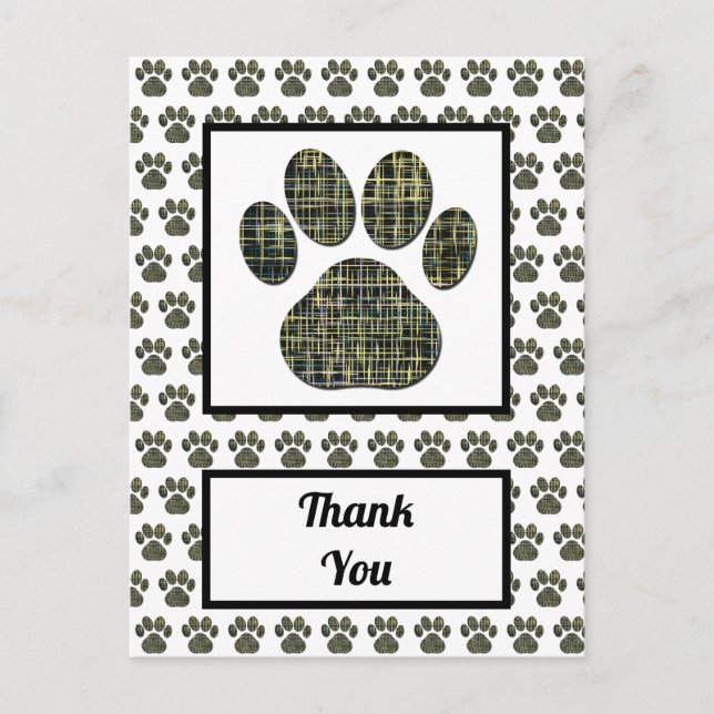 Animal Paw Dog Silhouette Vielen Dank Postkarte (Vorderseite)