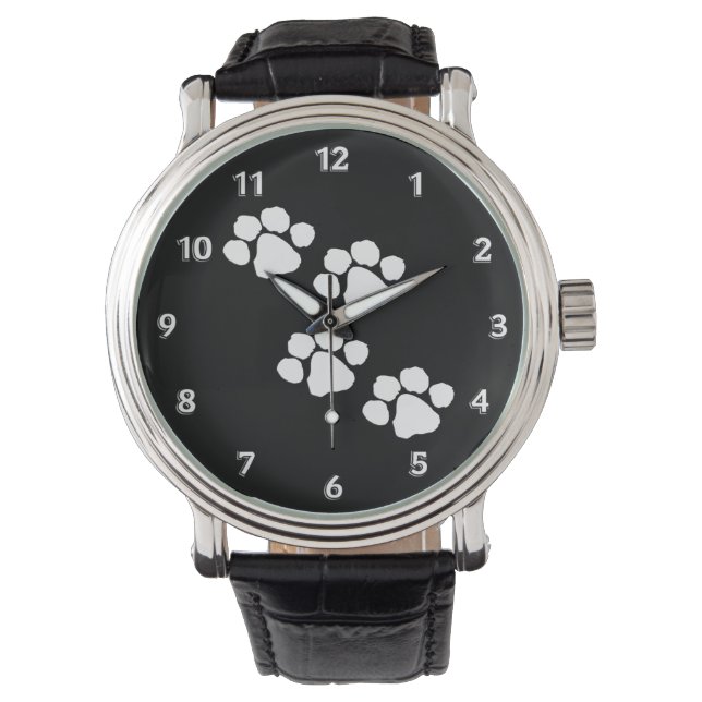 Animal Paw Prints Armbanduhr (Vorderseite)