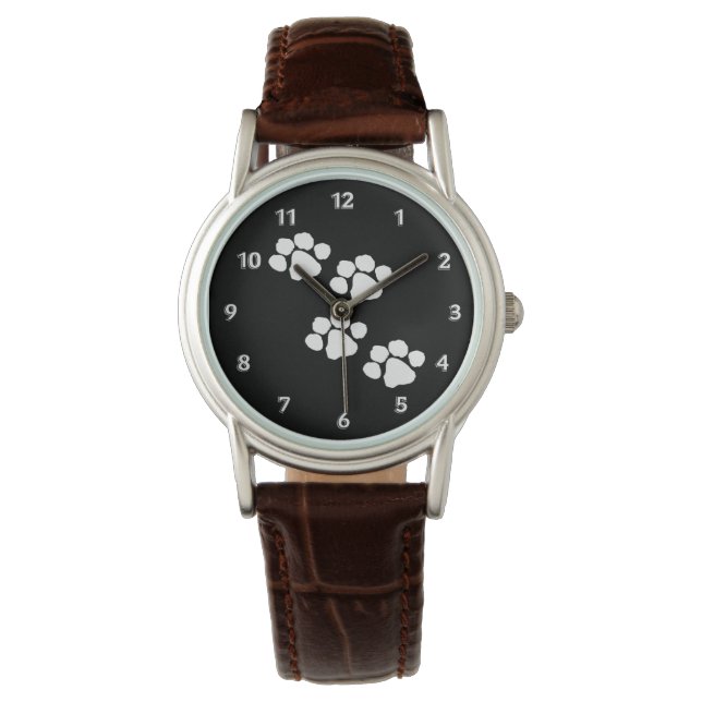 Animal Paw Prints Armbanduhr (Vorderseite)